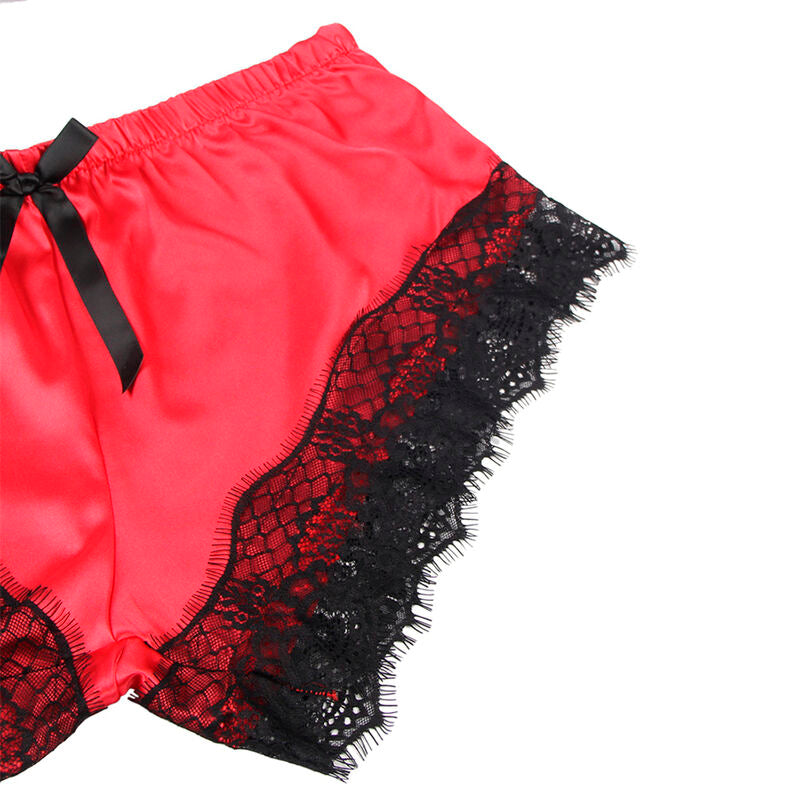SUBBLIME - 953966 PIJAMA SEXY SATEN Y ENCAJE NEGRO/ROJO L/XL