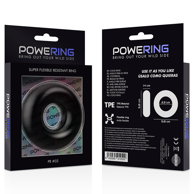 POWERING - SUPER FLEXIBLE Y RESISTENTE ANILLO PENE 5CM PR03 NEGRO