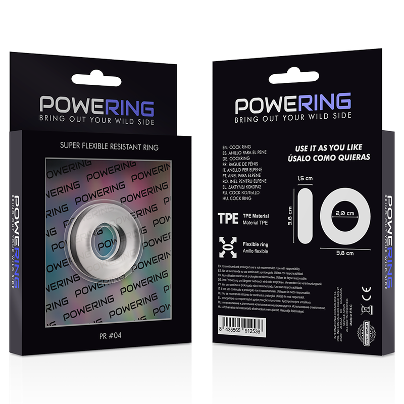 POWERING - SUPER FLEXIBLE Y RESISTENTE ANILLO PENE 3.8CM PR04 CLEAR