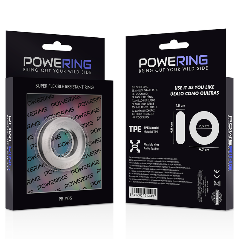 POWERING - SUPER FLEXIBLE Y RESISTENTE ANILLO PENE 4.8CM PR05 CLEAR