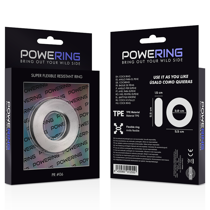 POWERING - SUPER FLEXIBLE Y RESISTENTE ANILLO PENE 5.5CM PR06 CLEAR