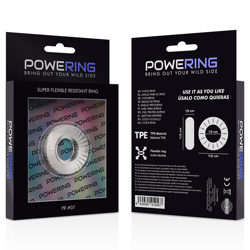 POWERING- SUPER FLEXIBLE Y RESISTENTE ANILLO PENE 4.5CM PR07 CLEAR