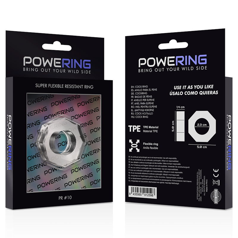 POWERING - SUPER FLEXIBLE Y RESISTENTE ANILLO PENE 5CM PR10 CLEAR
