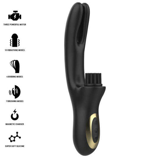 IBIZA - VIBRADOR HI-TECH RABITT BRUSHING MULTI CELDAS CLITORIALES Y DOBLE WAVE